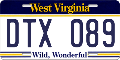 WV license plate DTX089