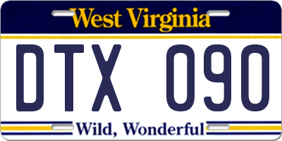 WV license plate DTX090