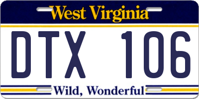 WV license plate DTX106