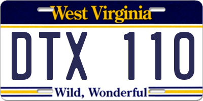 WV license plate DTX110