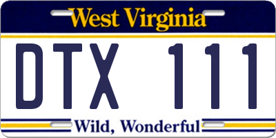WV license plate DTX111