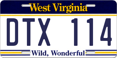 WV license plate DTX114