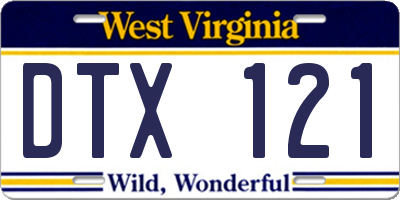 WV license plate DTX121