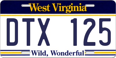 WV license plate DTX125