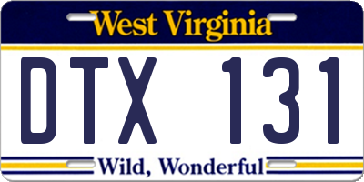 WV license plate DTX131