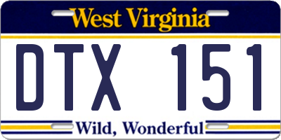 WV license plate DTX151