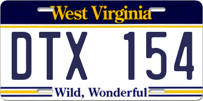 WV license plate DTX154