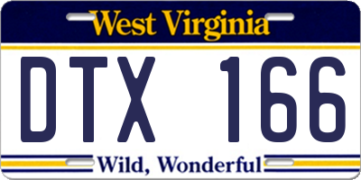WV license plate DTX166