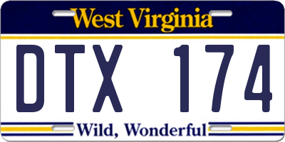 WV license plate DTX174