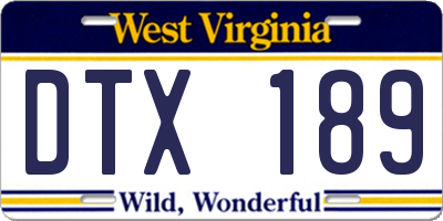 WV license plate DTX189