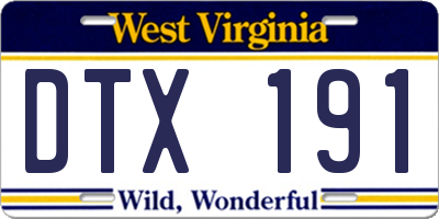 WV license plate DTX191