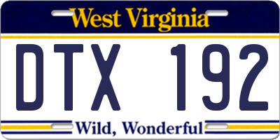 WV license plate DTX192