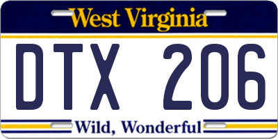 WV license plate DTX206