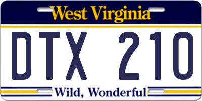 WV license plate DTX210