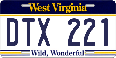 WV license plate DTX221