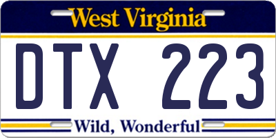 WV license plate DTX223