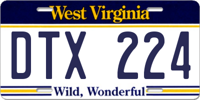 WV license plate DTX224