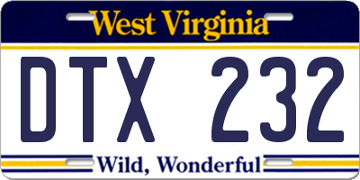 WV license plate DTX232