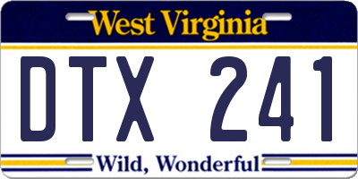 WV license plate DTX241