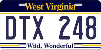 WV license plate DTX248