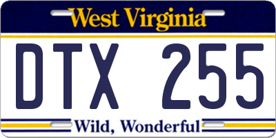 WV license plate DTX255