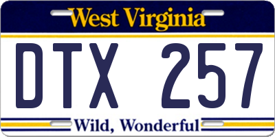 WV license plate DTX257