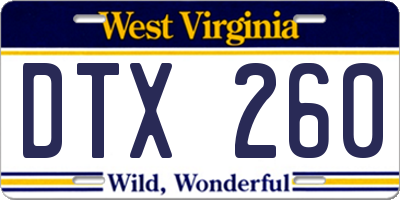 WV license plate DTX260