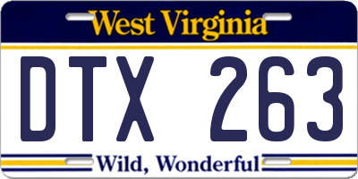 WV license plate DTX263
