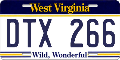 WV license plate DTX266