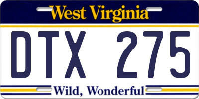 WV license plate DTX275