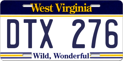 WV license plate DTX276