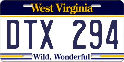 WV license plate DTX294