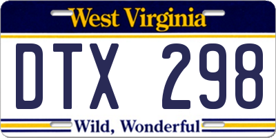 WV license plate DTX298