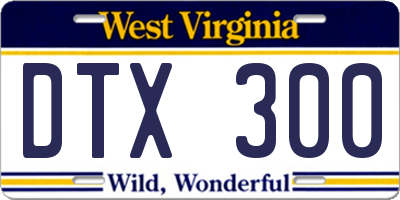WV license plate DTX300