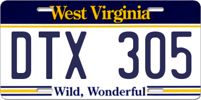 WV license plate DTX305