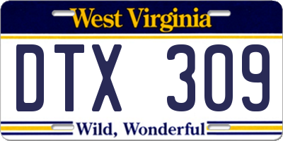 WV license plate DTX309