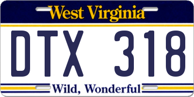 WV license plate DTX318