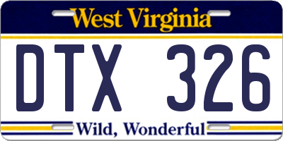 WV license plate DTX326