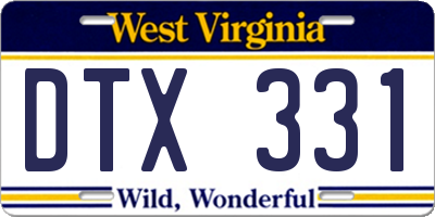 WV license plate DTX331