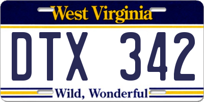 WV license plate DTX342