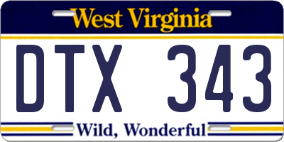 WV license plate DTX343