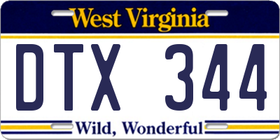 WV license plate DTX344