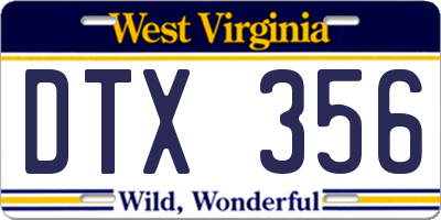 WV license plate DTX356
