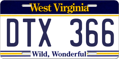 WV license plate DTX366