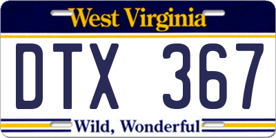 WV license plate DTX367