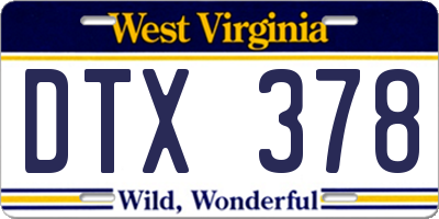 WV license plate DTX378