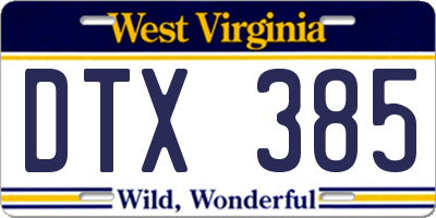 WV license plate DTX385