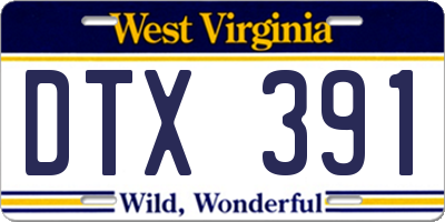 WV license plate DTX391
