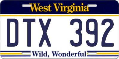 WV license plate DTX392