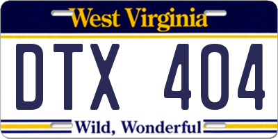 WV license plate DTX404